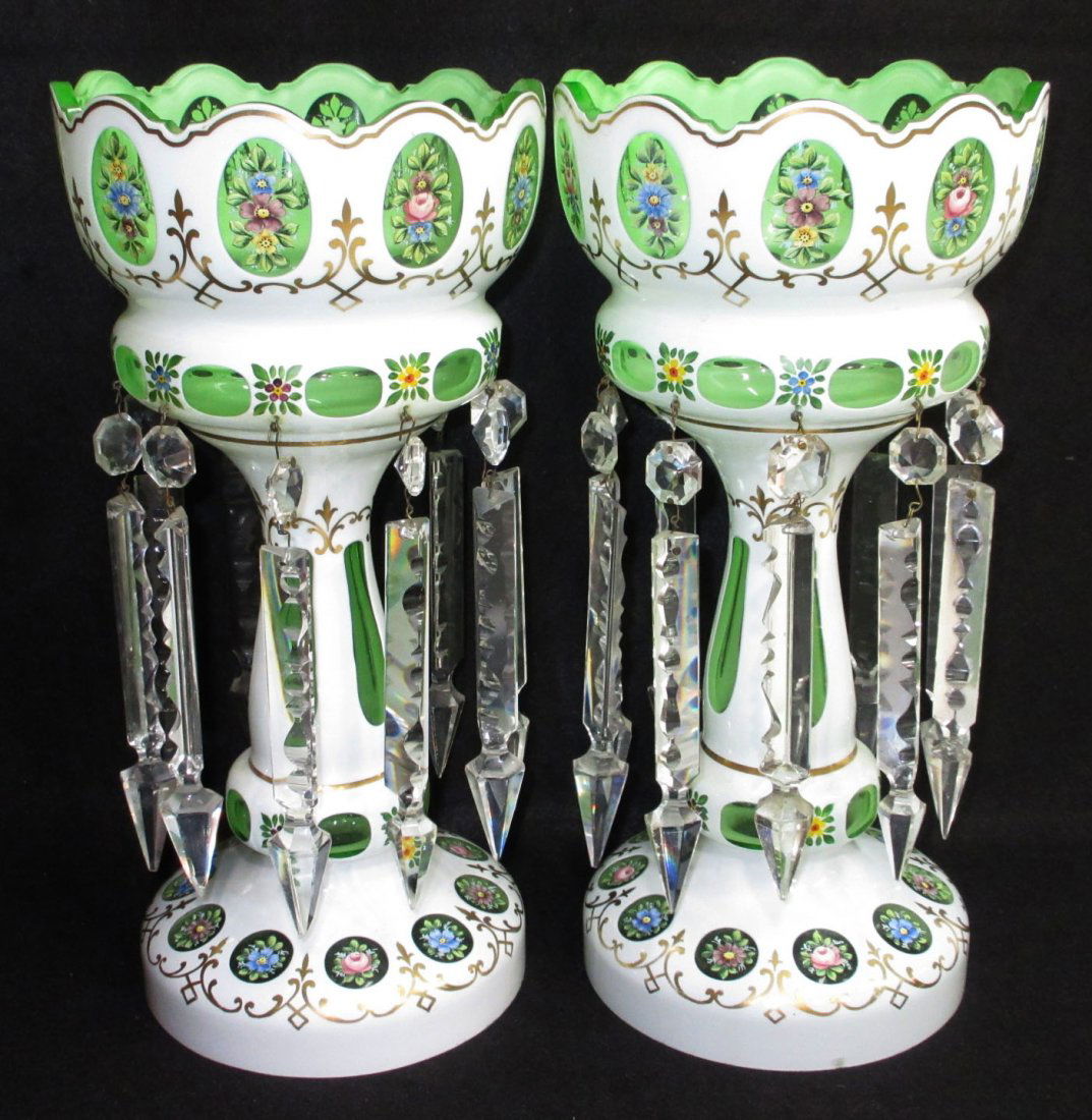 Pr Bohemian Cut Mantle Lusters: 14 1/2"T x 7"W