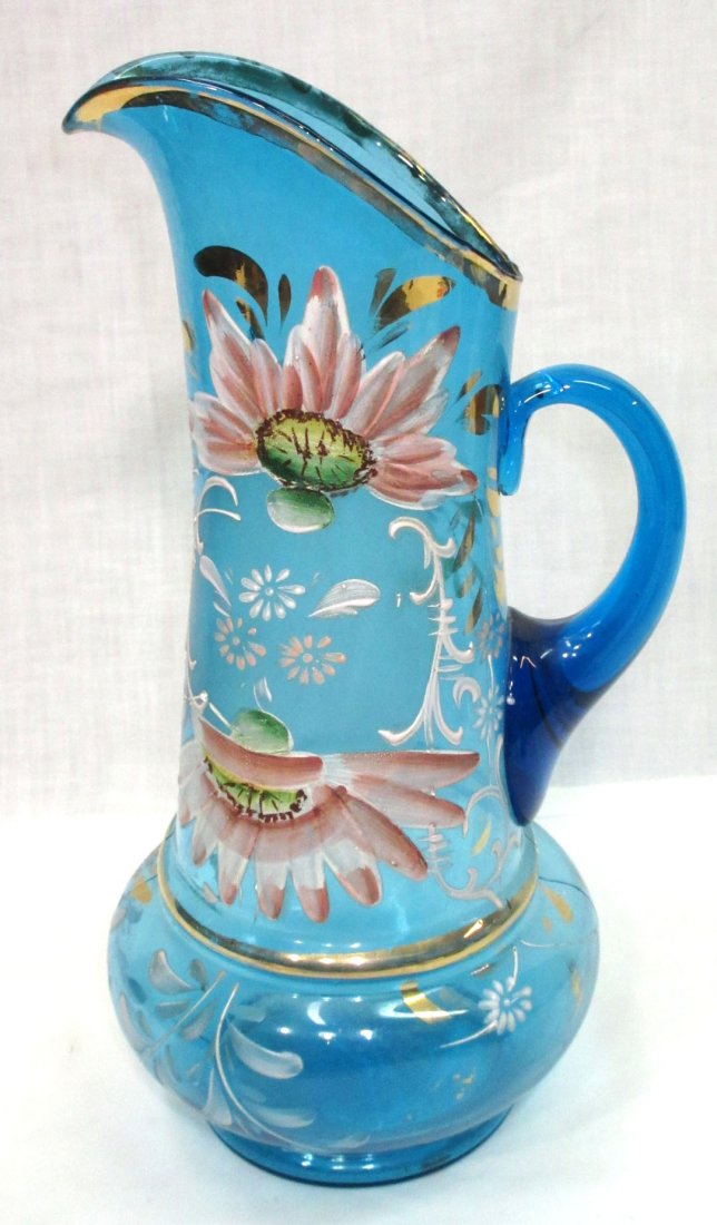 Victorian Enameled Tankard: 13"T x 7" x 6"
