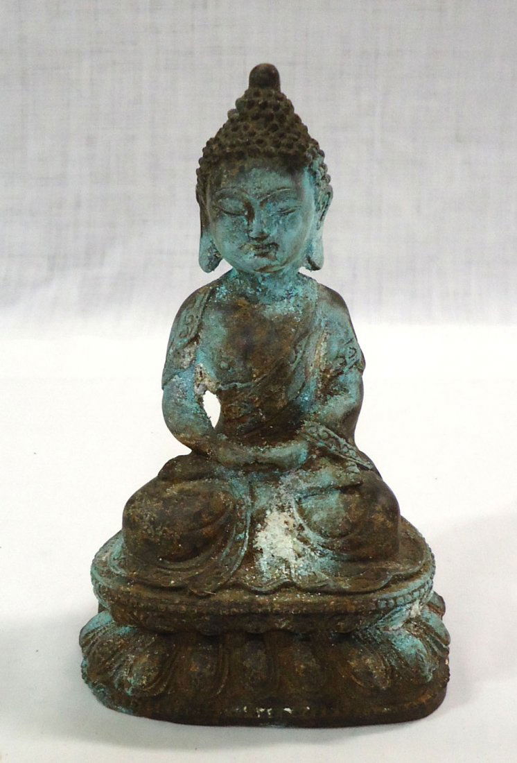 Oriental Metal Buddha Statue (1 of 3)