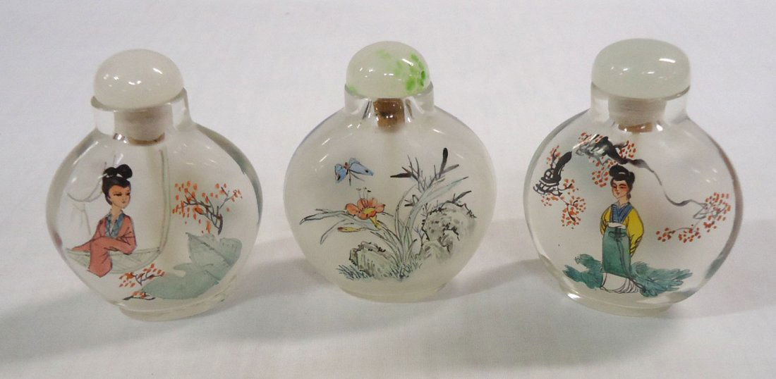 3 Oriental Reverse Painted Snuff Bottles (1 of 3)
