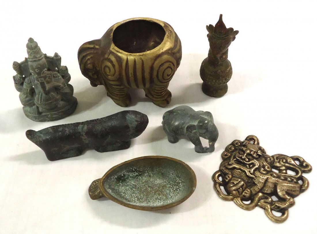 7 Oriental Metal & Stone Items (1 of 4)