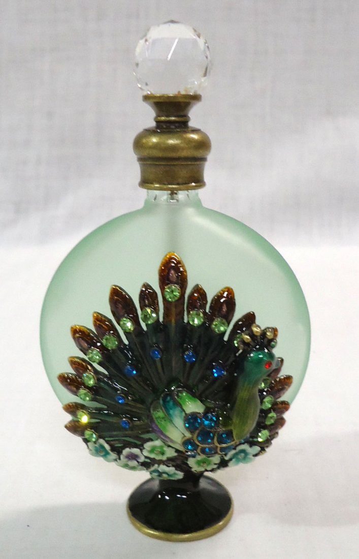 Enameled & Jeweled Peacock Perfume Bottle (1 of 4)