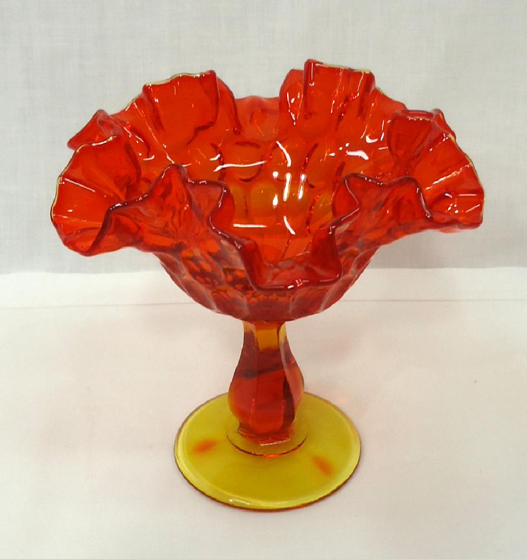 Fenton Amberina Compote: 6"T x 6 1/8"W