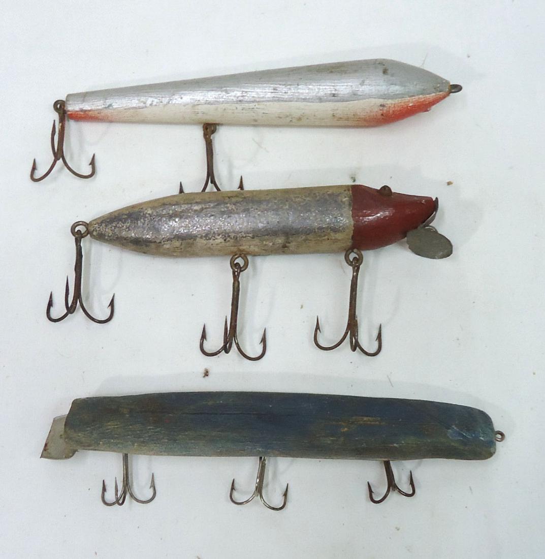 3 Wooden Fishing Lures: 6" - 7"L