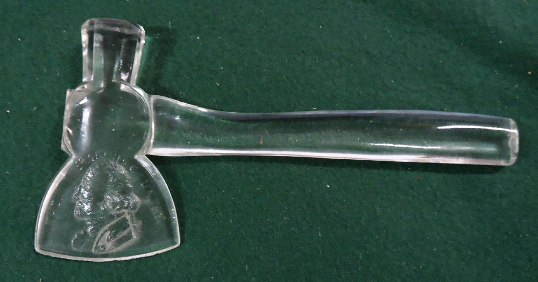 George Washington Glass Hatchet: 8"L x 4 1/4"W