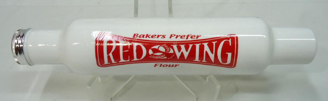 Red Wing Glass Rolling Pin: 14"L x 3 1/2"W