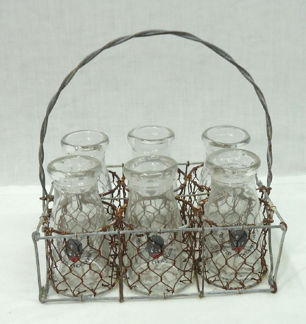 6 Chocolate Milk Bottles & Carrier (1 of 5)