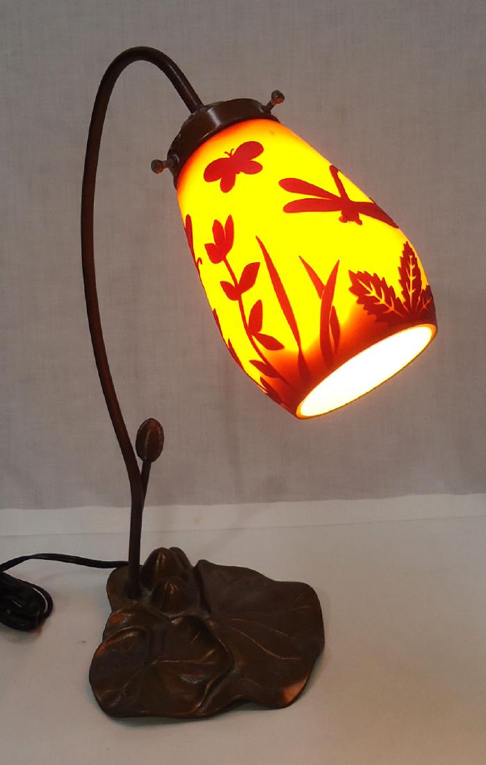 Bronze Lamp w/ Modern Galle' Shade (1 of 6)