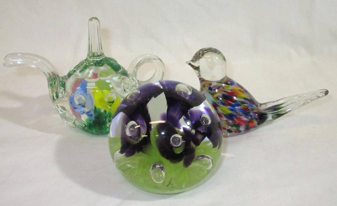 3 Sgnd Paperweights: Gibson, Rice, & St. Clair 3"T - 4"T