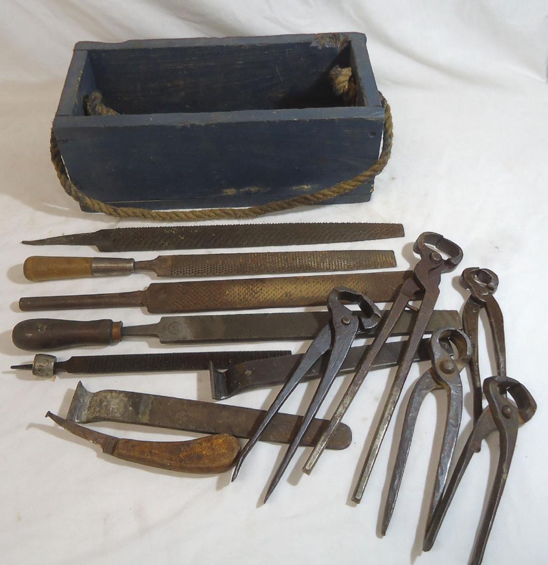 Lot of Farrier Tools: 9" - 20 3/4" Box 16" x 6" x 7"