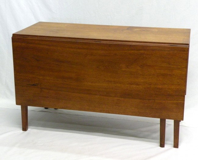 Mahogany dropleaf table: ca. 1810; Hepplewhite period, 6 tapered legs, 58"x 46 ½" opened, 19 ½" leaves;