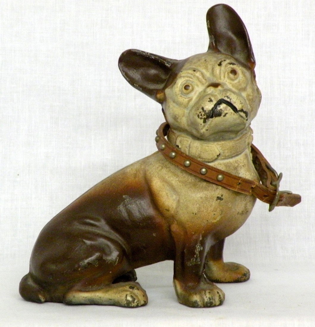 Hubley seated dog iron doorstop: ca. 1920; French Bulldog, 6 ½";