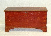 Pennsylvania paint decorated pine blanket chest: ca. 1820-50; with dovetailed bracket base, original lock, escutcheon & butt hinges, 43 ½"x 20 ½"x 22 ½";