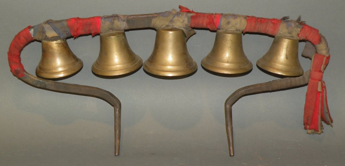 Iron & brass Conestoga wagon collar bell set