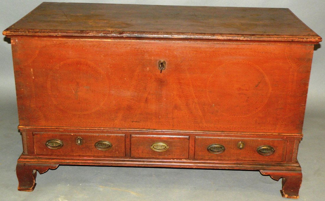 Pennsylvania paint decorated chest over drawers Sep 29, 2012 Horst Auction Center in PA