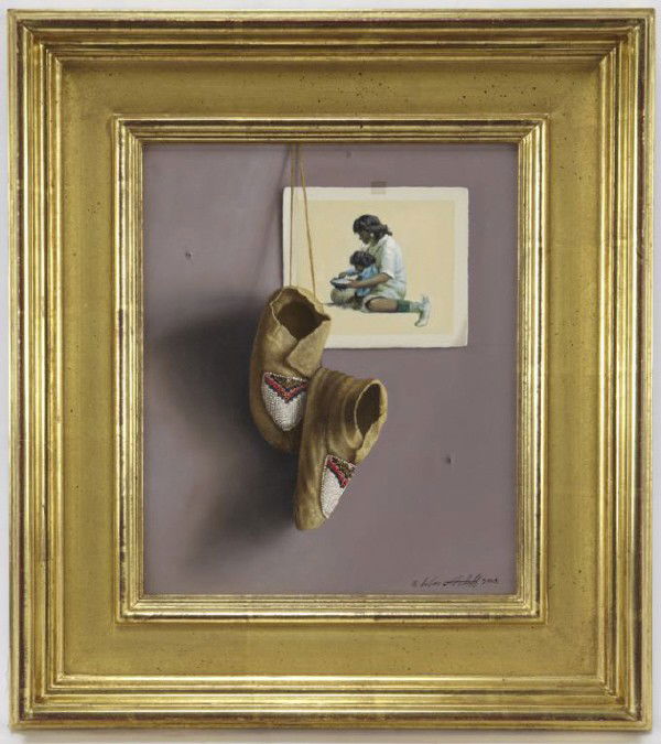 William Acheff (B. 1947), "A Mother's Child" 2008: oil on canvas. Canvas: 12"H x 10"W; Frame: 18.25"H x 16.25"W. Signed and dated lower right, "Wm. Acheff 2008". Signed, dated and titled on verso.