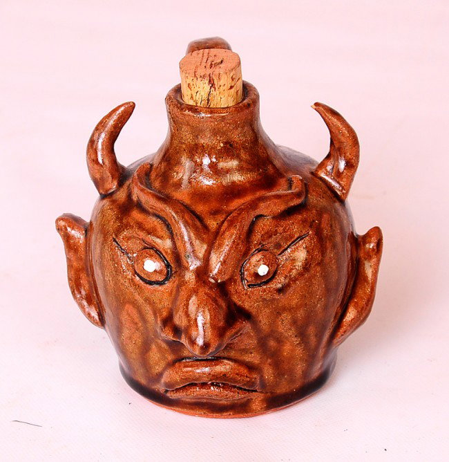 Welchel Meaders Miniature Devil Face Jug: 4 1/2" Tall