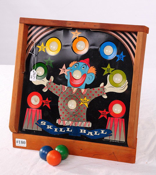 Pressman NY Tin & Wood Skill Ball Game: with Balls
