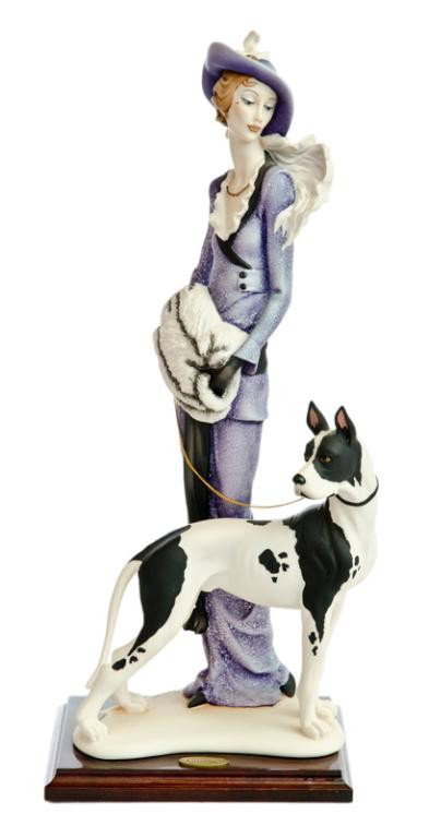Giuseppe Armani Lady walking dog 19" Tall