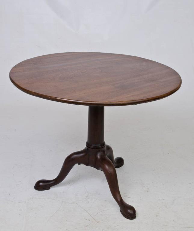 Tilt Top round tea Table with Queen Ann Foot: Bird cage