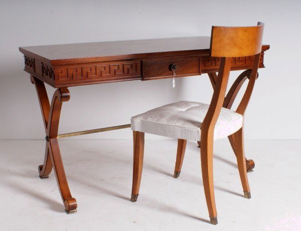 Versace desk and chair. Desk: H: 30 W: 49 D: 25 1/2: Versace desk and chair. Desk: H: 30 W: 49 D: 25 1/2"