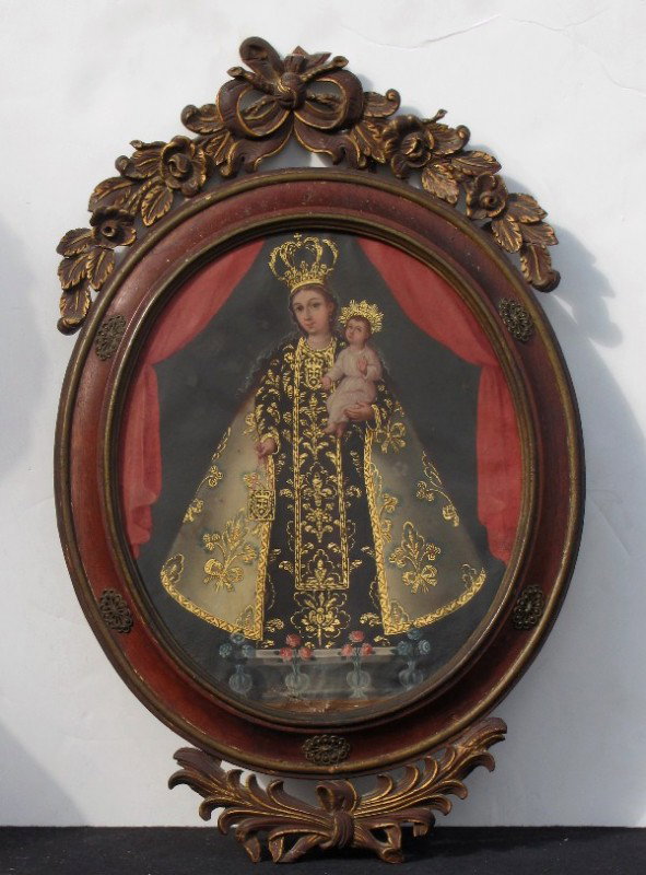 Continental School, 19th century, Madonna & Child,: Continental School, 19th century, Madonna & Child, oil on canvas, unsigned. 24" x 15"