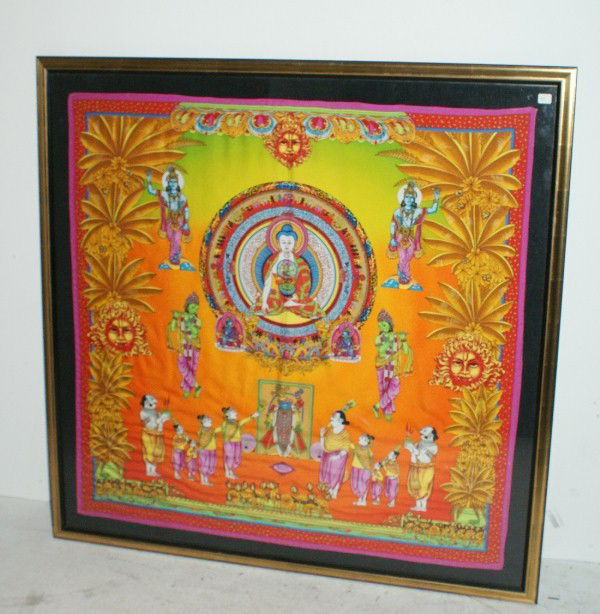Framed Atelier Versace silk scarf. 35" x 35": Framed Atelier Versace silk scarf. 35" x 35"