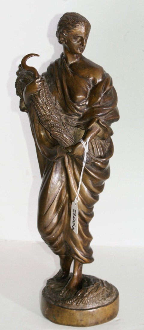 Continental School, 19/20th century, Harvest Figu: bronze, unsigned. H: 16"