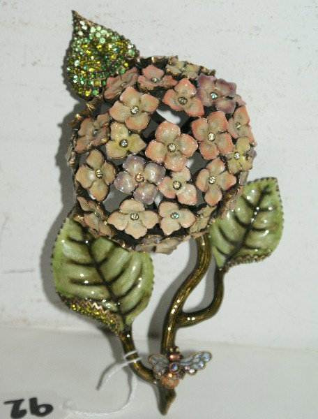 Jay Strongwater jeweled and enameled flower paperwe: Jay Strongwater jeweled and enameled flower paperweight, 2003. 7"
