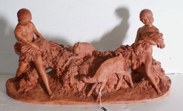 Ary Jean Leon Bitter, French 1883-1973, Terracotta: Ary Jean Leon Bitter, French 1883-1973, Terracotta, signed: Ary Bitter, H: 15 1/4" W: 29" D: 9"