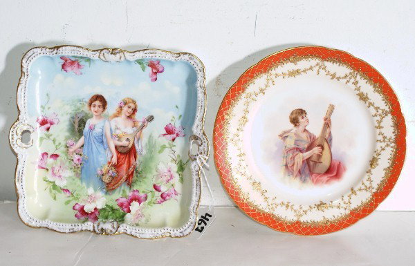 German and Bavarian porcelain portrait plates. Lar: German and Bavarian porcelain portrait plates. Largest: 8 1/2" x 9 1/4"