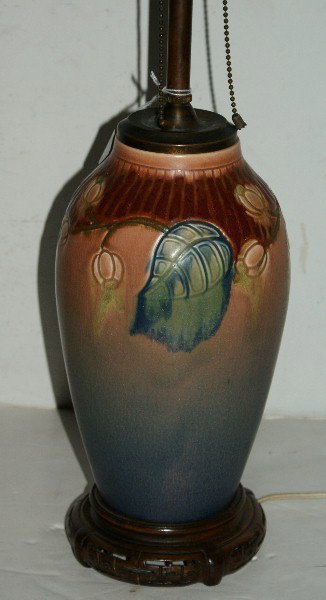 Rookwood 1908 Charles Todd: vase, mounted as a lamp. Overall: 28"