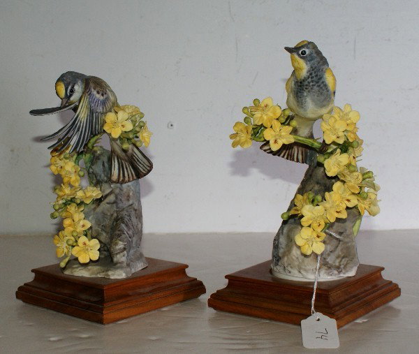 Two Royal Worcester Dorothy Doughty Audubon Warbler: Two Royal Worcester Dorothy Doughty Audubon Warbler groups. 9 1/2"