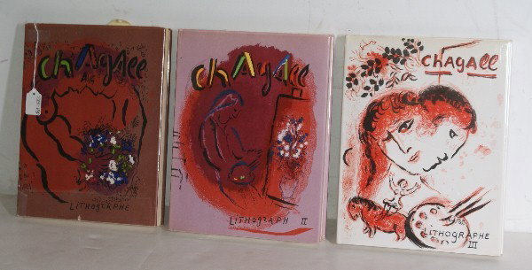 Chagall, Marc, Mourlot, Fernand, Chagall Lithograp: Vols. I-III. France: Andre Saurat, 1960, 1963 & 1969. Catalog Raisonne