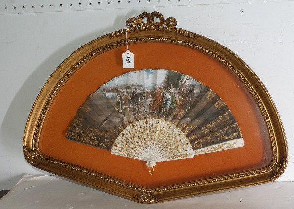 Spanish Fan in a Louis XV style: style gilt-wood shadow box frame.