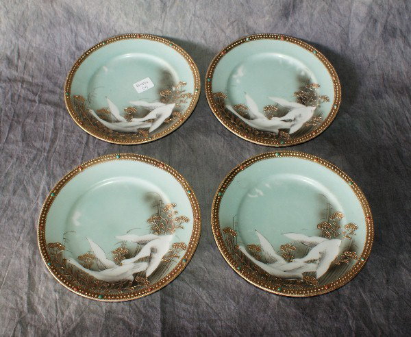 Four Nippon porcelain dishes. 6 1/2" : Four Nippon porcelain dishes. 6 1/2"