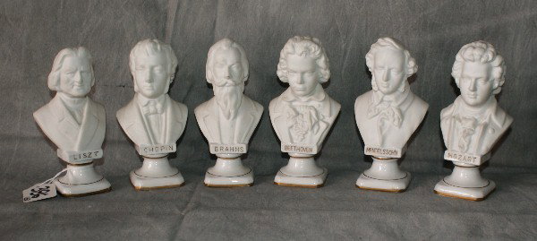 Six parian composer busts. 5": Six parian composer busts. 5"