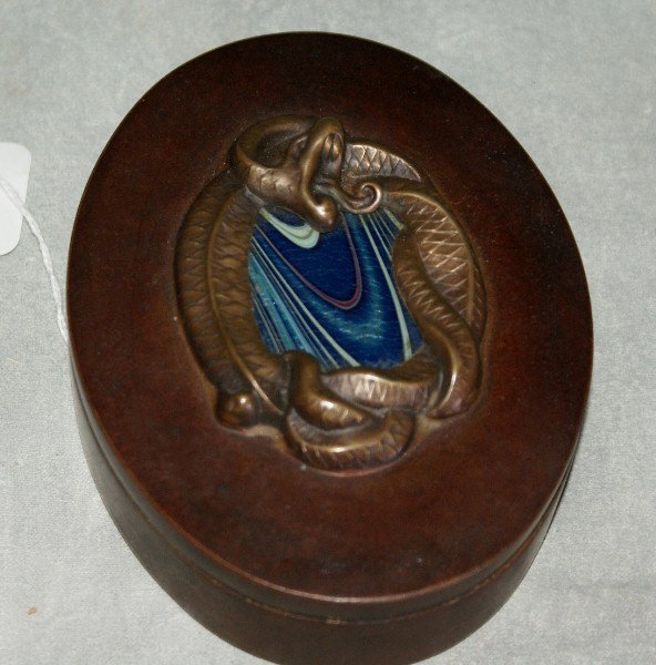 Tiffany and Co Signed bronze covered box.: Tiffany and Co Signed bronze covered box. H:1.5" W:5" D:4"