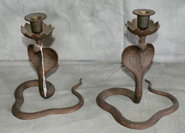Iron Cobra candle sticks.: Iron Cobra candle sticks. H:8"