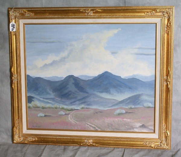 Oil on board of mountains signed , J.D. Rasberry: Oil on board of mountains signed , J.D. Rasberry. H:19.5" W:23.5"