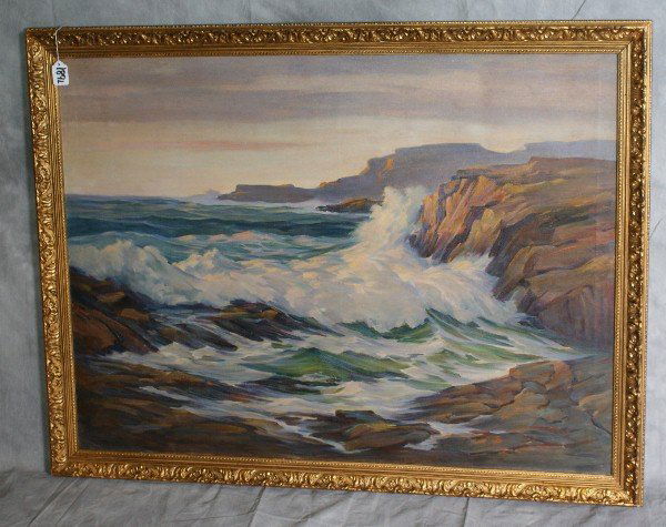 Oil on canvas Attributed to Robert Wood: Oil on canvas Attributed to Robert Wood - American 1889-1979 indistinctly signed , he is an important Texas and California painter. H:28.75" W:39"