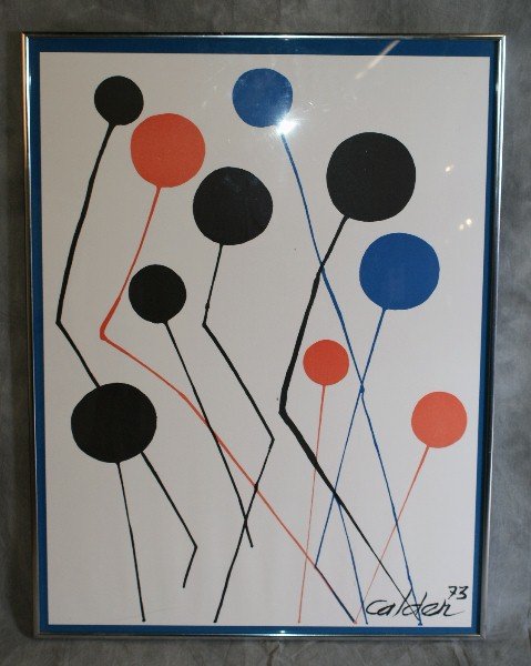 Alexander Calder lithograph signed: Alexander Calder lithograph signed and datel lower right with certificate of authentication on the back. H:33: W: 25"