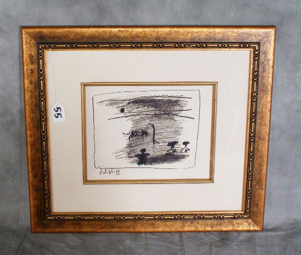 Picasso book print signed lower right and numbered: Picasso book print signed lower right and numbered 2 of 50. overall H:19" W:21.5".