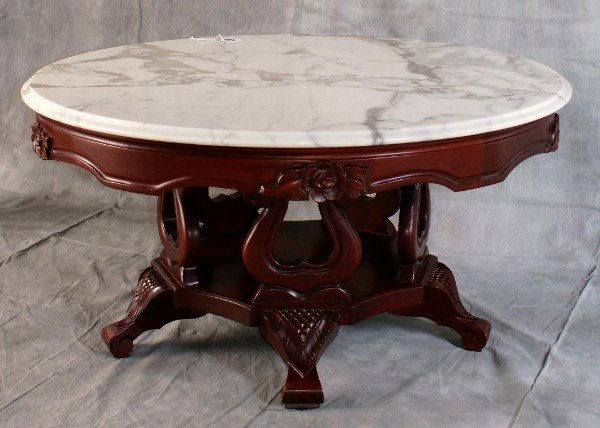 Victorian Coffee table.: Victorian marble top coffee table. H:18" D:36"