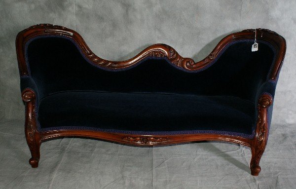 Miniature upholstered sette. H:19" W:43" D:17". : Miniature upholstered sette. H:19" W:43" D:17".