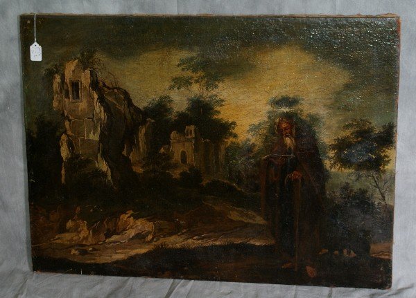 18th C oil on canvas of ST. Jerome: 18th C oil on canvas of ST. Jerome H:25.5" W:35"