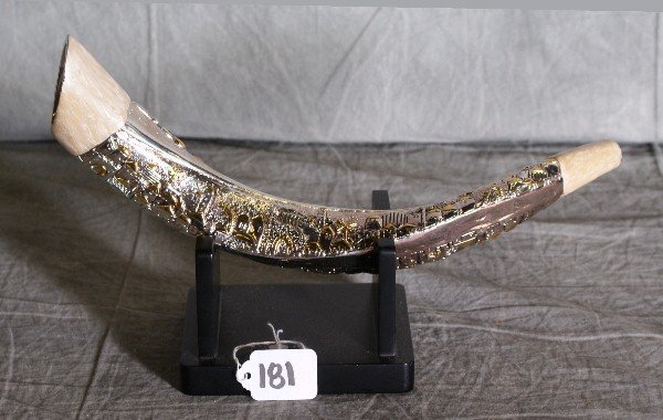 Judaica 925 silver shofar.: Judaica 925 silver shofar. L:13"