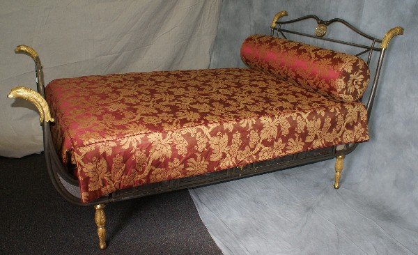 Empire style Iron and bronze bed. H:47" W:50" L:97: Empire style Iron and bronze bed. H:47" W:50" L:97"