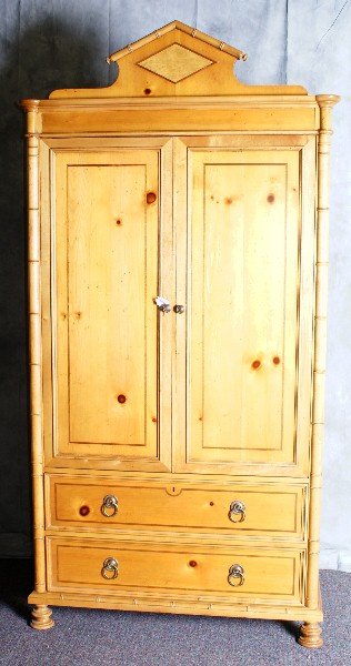 Baker furniture faux bamboo style armoire.: Baker furniture faux bamboo style armoire. H:83" W:42" D:26"