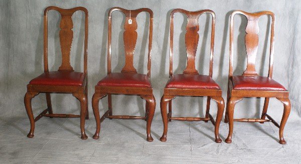 Four early 20th C Chippendale style side chairs fro: Four early 20th C Chippendale style side chairs from a London maker , signed on bottom Harrison Gibson, Ilford H:41" W:20" D:20"
